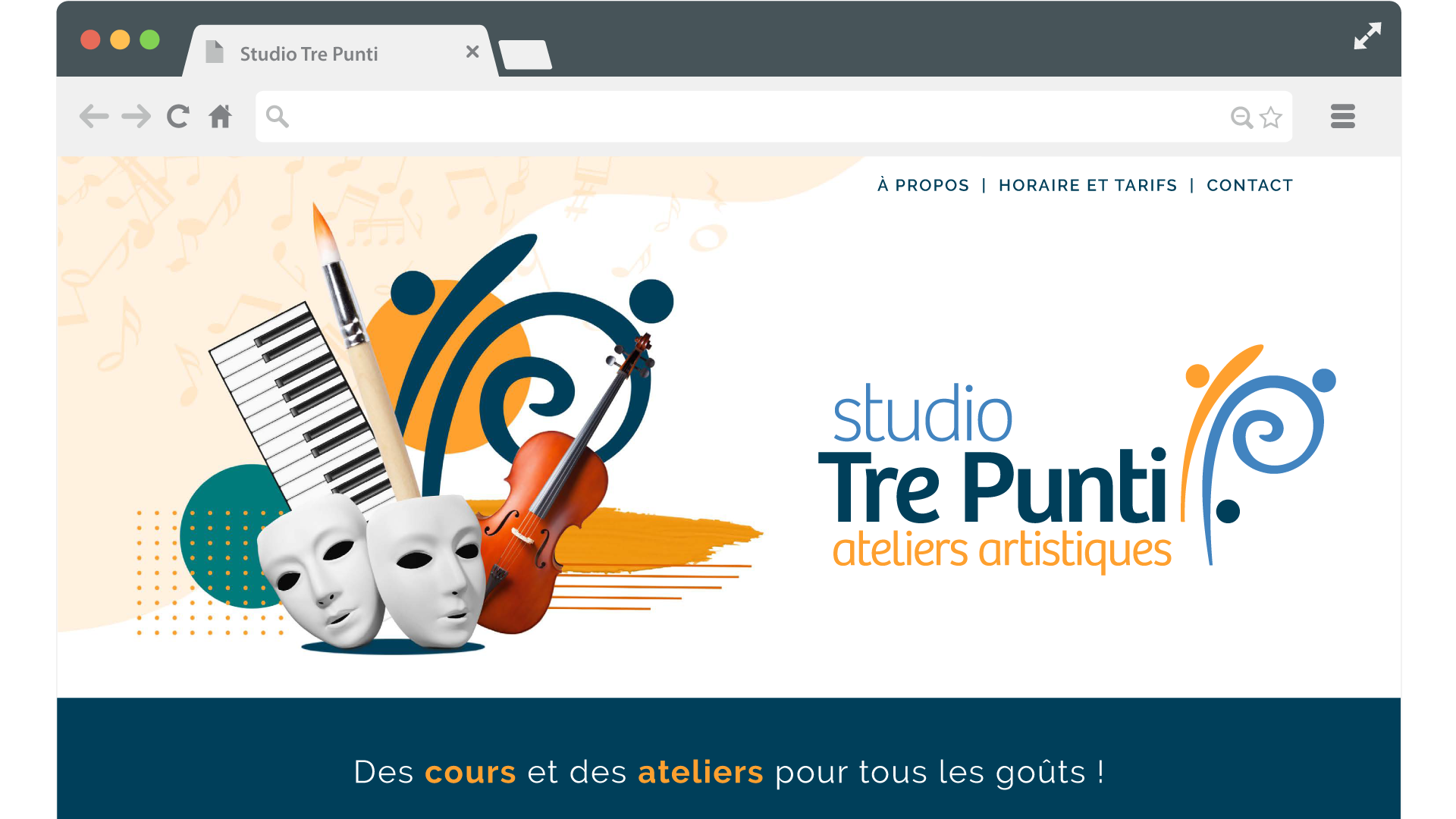Page d'accueil du site web Studio Tre Punti