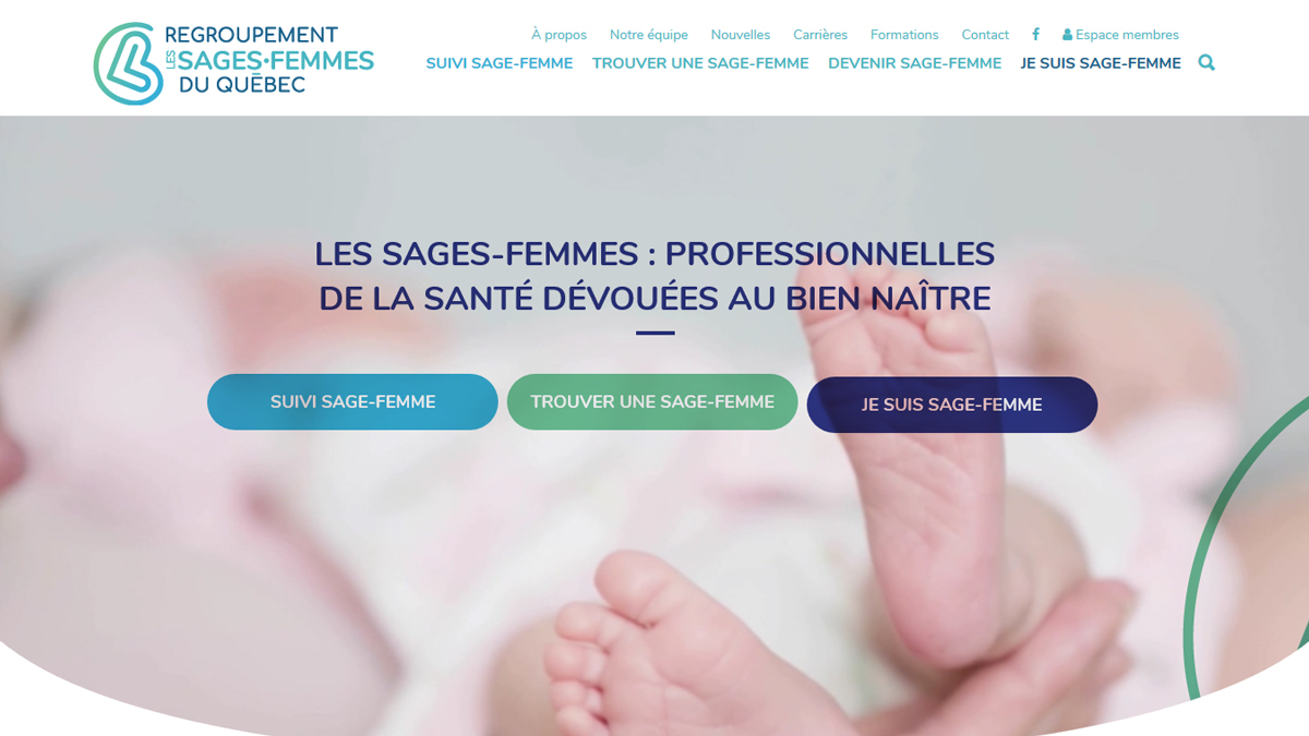 Page d'accueil du site du Regroupement Les Sages-femmes du Québec (RSFQ)