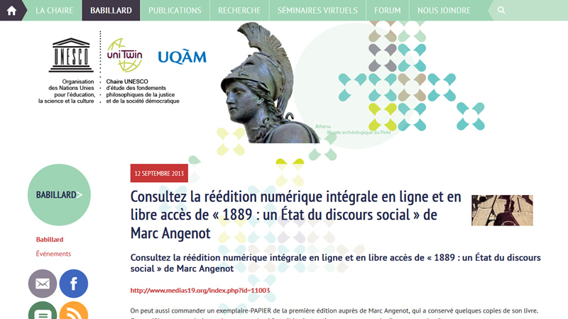 Site web de la Chaire UNESCO d’étude des fondements philosophique de la justice et de la société démocratique